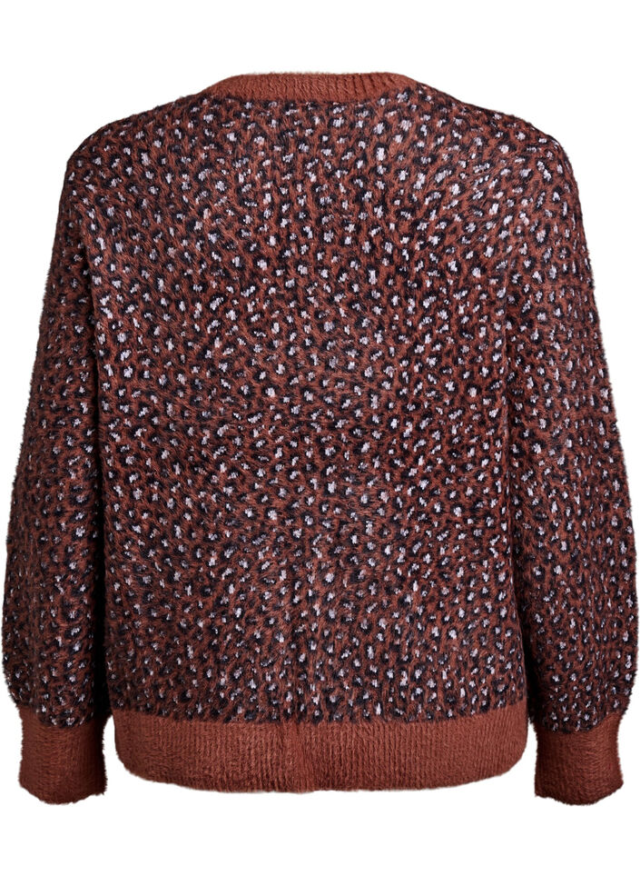 Strikkeplagg med dyretrykk og fluffy finish, Mahogany Comb, Packshot