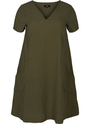Kjole med kort ermer, Ivy green, Packshot image number 0