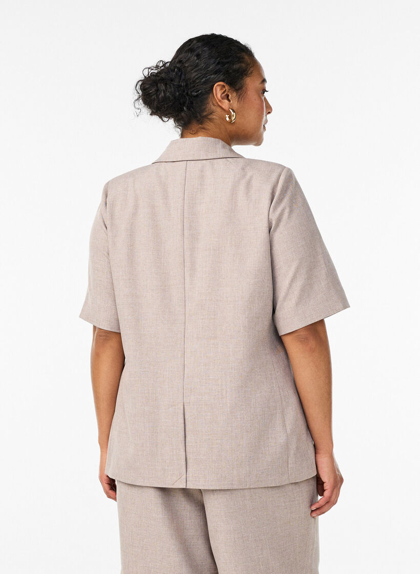 Blazer med korte ermer og slag, Brun, Model