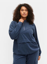 Genser med glidelås og lomme, Insignia Blue Mel. , Model