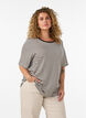 T-skjorte med TENCEL&trade; Lyocell og striper, Brun, Model image number 0