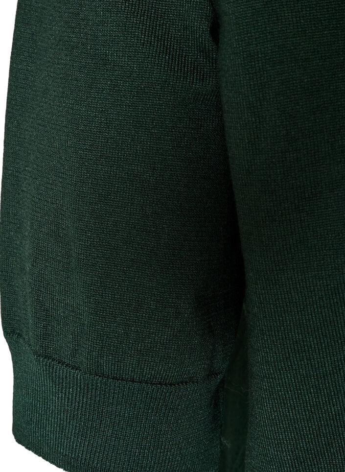Finstrikket bluse med korte ermer, Gr&oslash;nn, Packshot image number 3