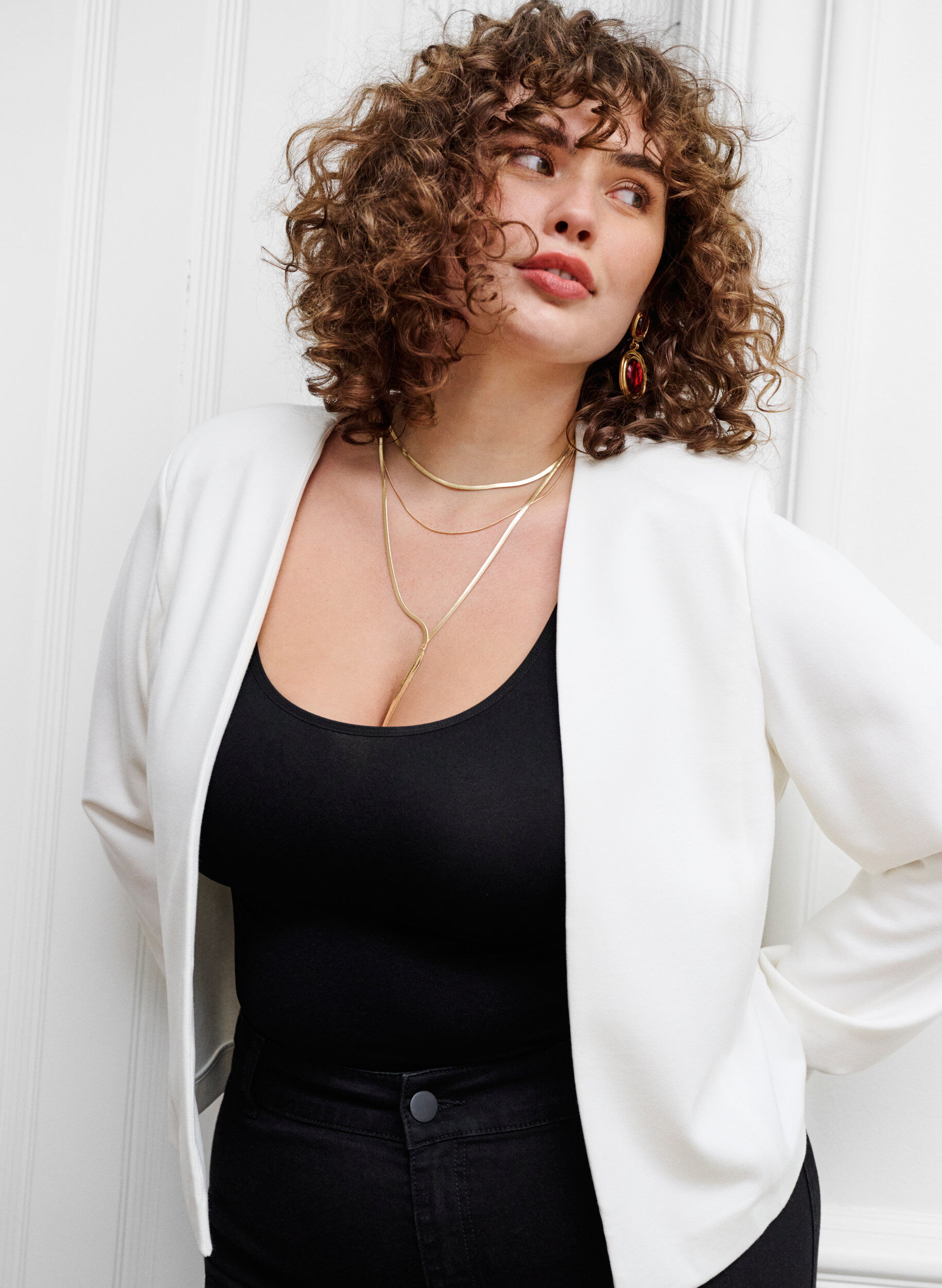 Zizzi Kort blazer uten lukking, Cloud Dancer, Image image number 0