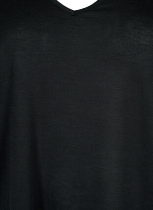 Kortermet bluse med blonder og V-hals, Black, Packshot image number 2