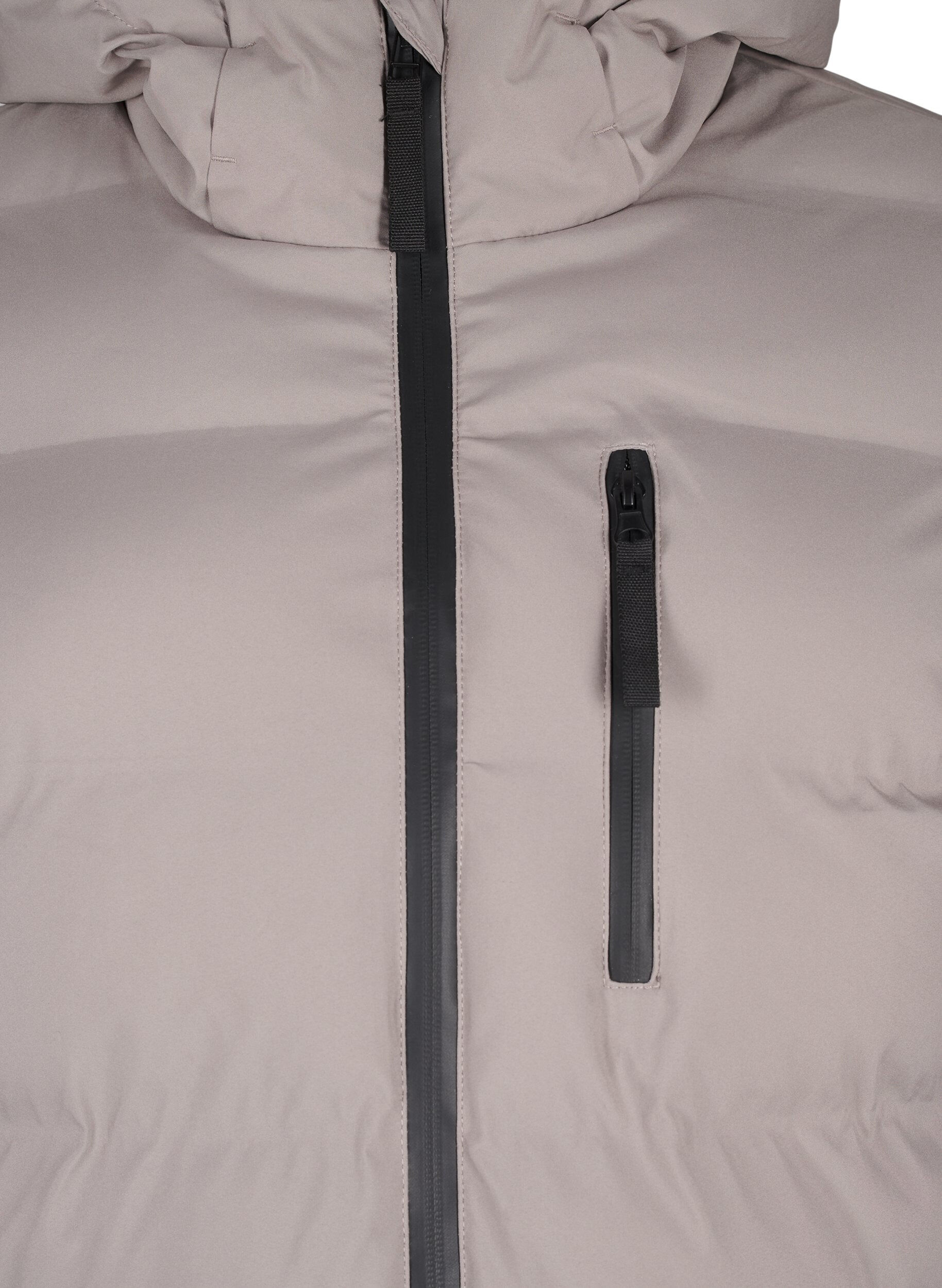 Zizzi Pufferjakke med hette og lommer, Beige, Packshot image number 2