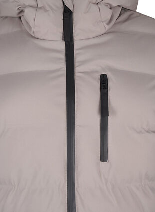 Zizzi Pufferjakke med hette og lommer, Beige, Packshot image number 2