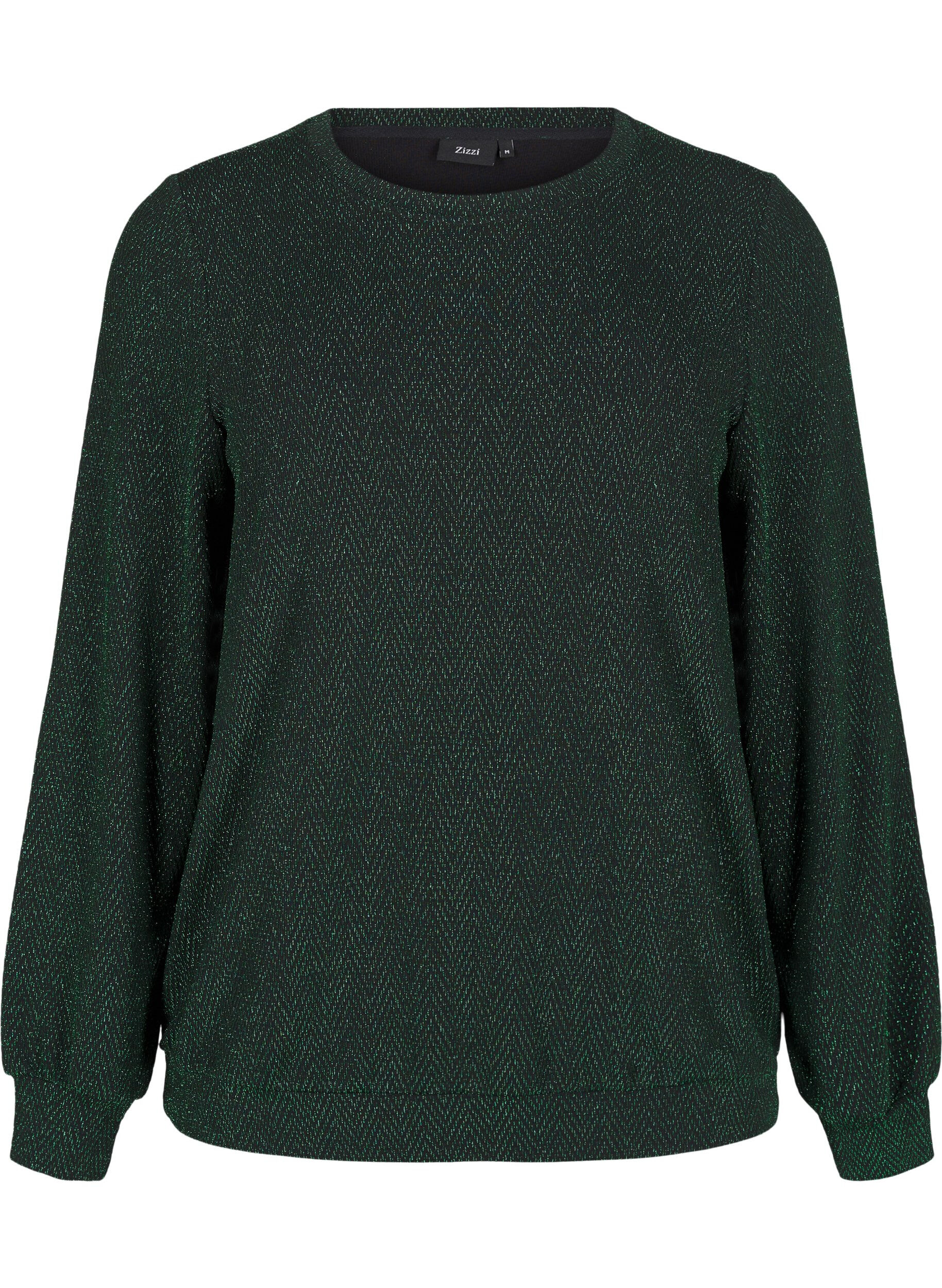 Zizzi Bluse med shimmer m&oslash;nster, Scarab ZigZagShimmer, Packshot image number 0