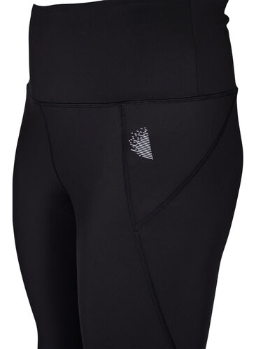 Cropped tights med mønstret mesh, Black, Packshot image number 2