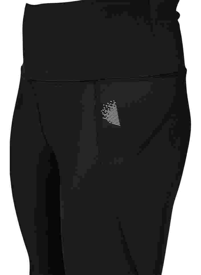 Cropped tights med mønstret mesh, Black, Packshot image number 2
