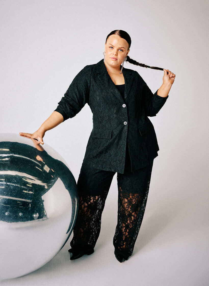 Blondeblazer med knappelukking, Svart, Image image number 0