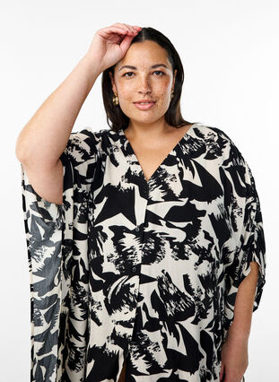 Zizzi Kaftan strandkjole med knapper, Beige, Image image number 0