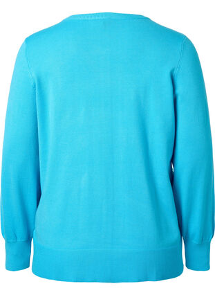 Ribbet cardigan med knappelukking, River Blue, Packshot image number 1