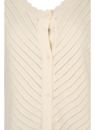 Strikket cardigan med korte ermer, Warm Off-white, Packshot image number 2