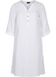 Bomullskjole med 3/4-ermer, Bright White