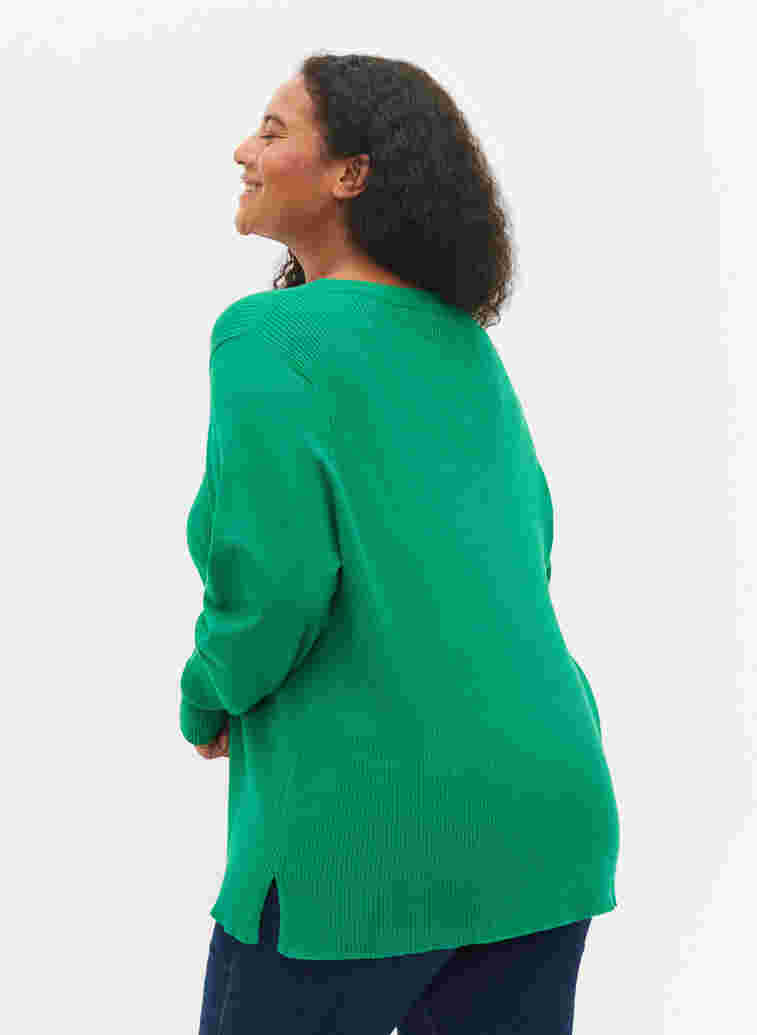 Strikkegenser med ribbet struktur, Jolly Green Mel., Model
