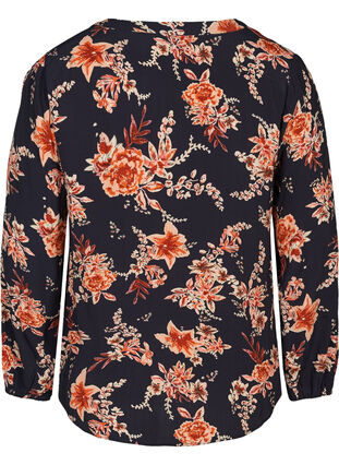 Blomstrete bluse i viskose, NS w. Red Flower, Packshot image number 1