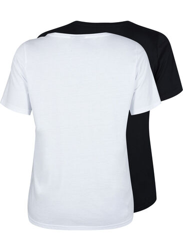 FLASH - 2 stk. T-skjorter med rund hals, White/Black, Packshot image number 1