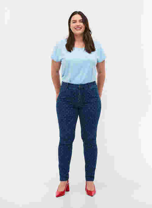 Super slim Amy jeans med mønster