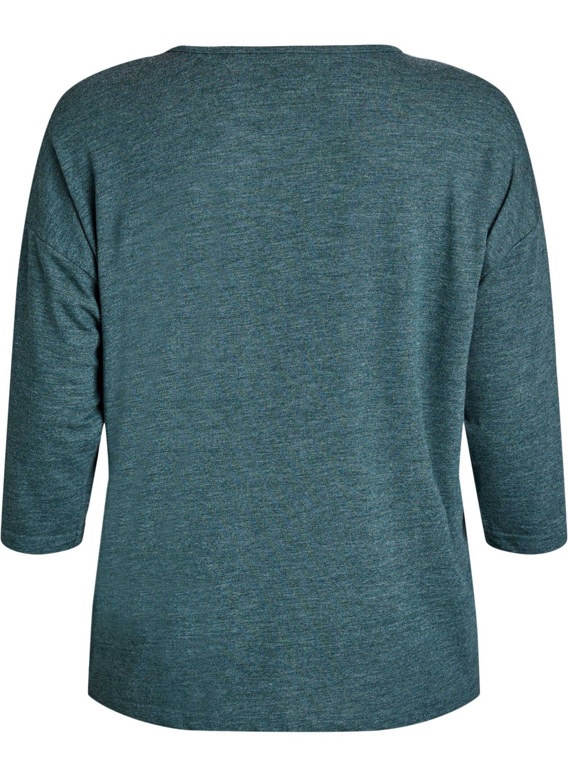 Zizzi FLASH &ndash; Jersey bluse med 3/4 ermer, Gr&oslash;nn, Packshot image number 1