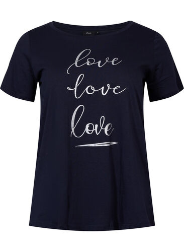 Kortermet T-skjorte med trykk, Night Sky Love Love, Packshot image number 0