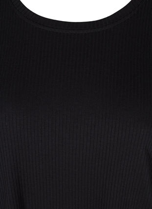 Kortermet T-skjorte i et ribbet materiale, Black, Packshot image number 2