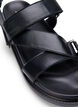 Sandal i skinn med bred passform og justerbare remmer, Svart, Packshot image number 3