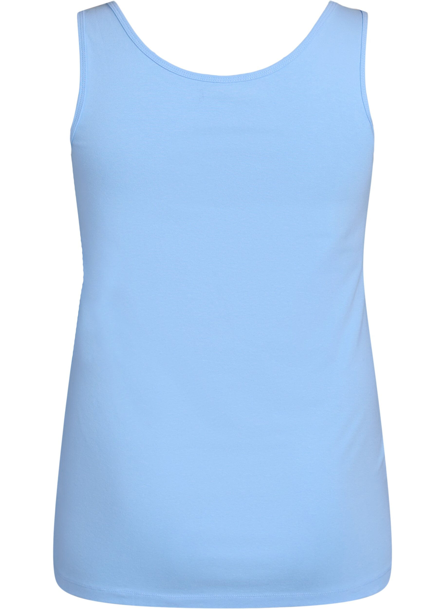 ZizziEnsfarget basic topp i bomull, Bl&aring;, Packshot image number 1