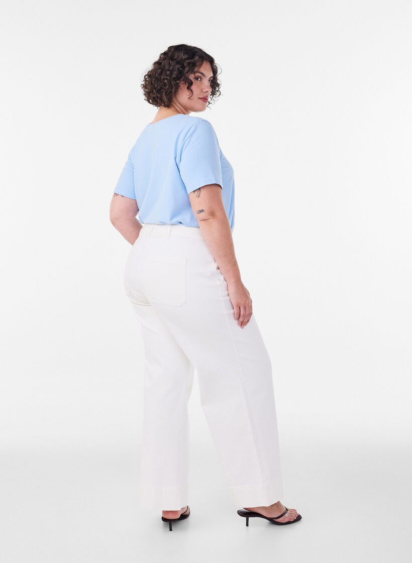 Ensfarget basis T-skjorte i bomull, Bl&aring;, Model image number 2