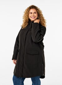 Vannavvisende softshell jakke med vattert fôr, Svart Vannavvisende softshell jakke med vattert fôr, Svart, Model