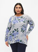 Blomstret bluse med lange ermer, Bl&aring;, Model image number 0