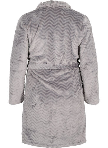 Korte mønstrete morgenkåpe med lommer, Dark Grey, Packshot image number 1