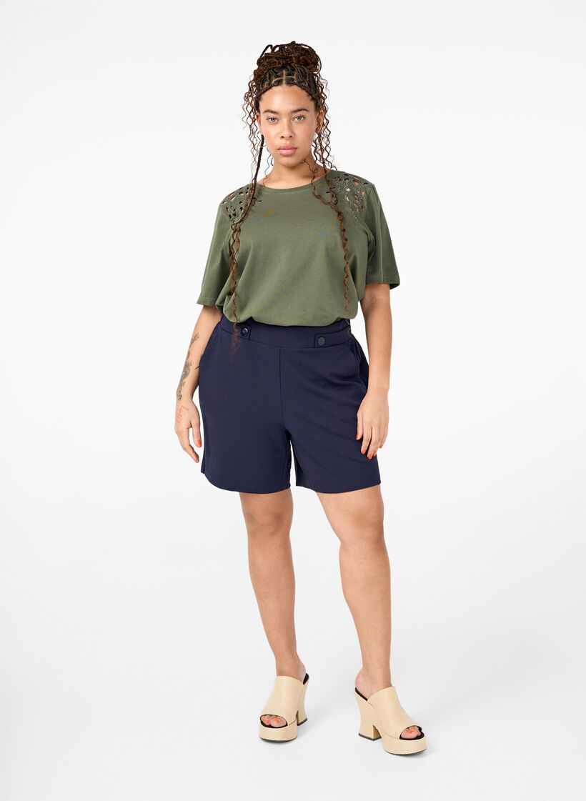 T-skjorte i økologisk bomull med broderidetaljer, Thyme, Model image number 2