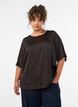 Satengbluse med albuelange ermer, Brun, Model image number 0