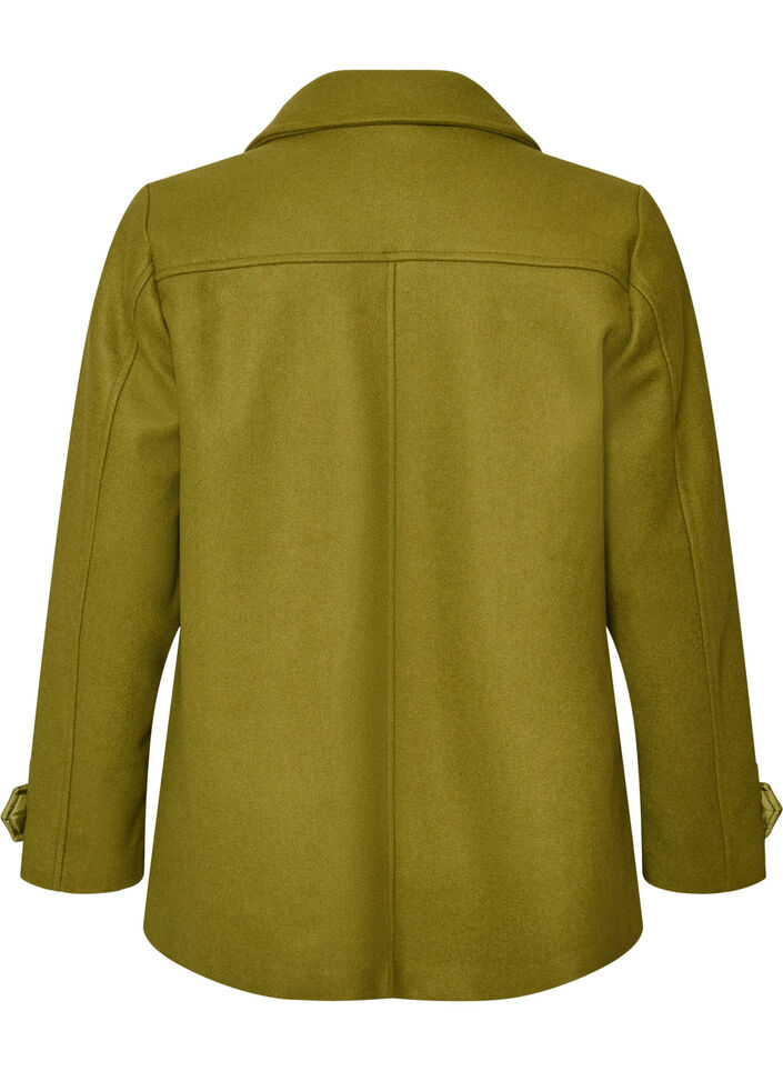 Kort k&aring;pe med dobbeltradede knapper, Gr&oslash;nn, Packshot image number 1