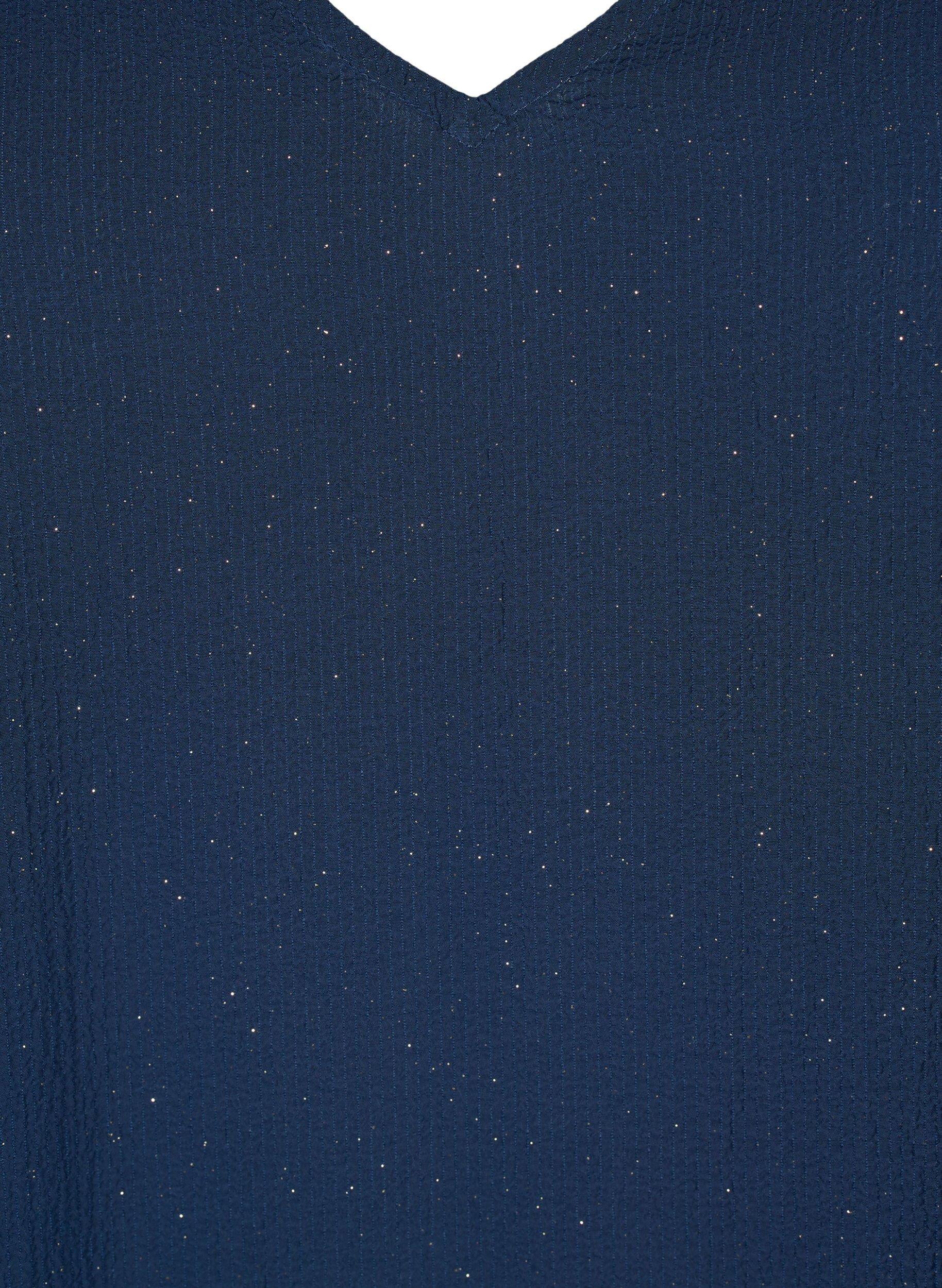 Zizzi FLASH - langermet kjole med glitter, Navy w. Gold , Packshot image number 2