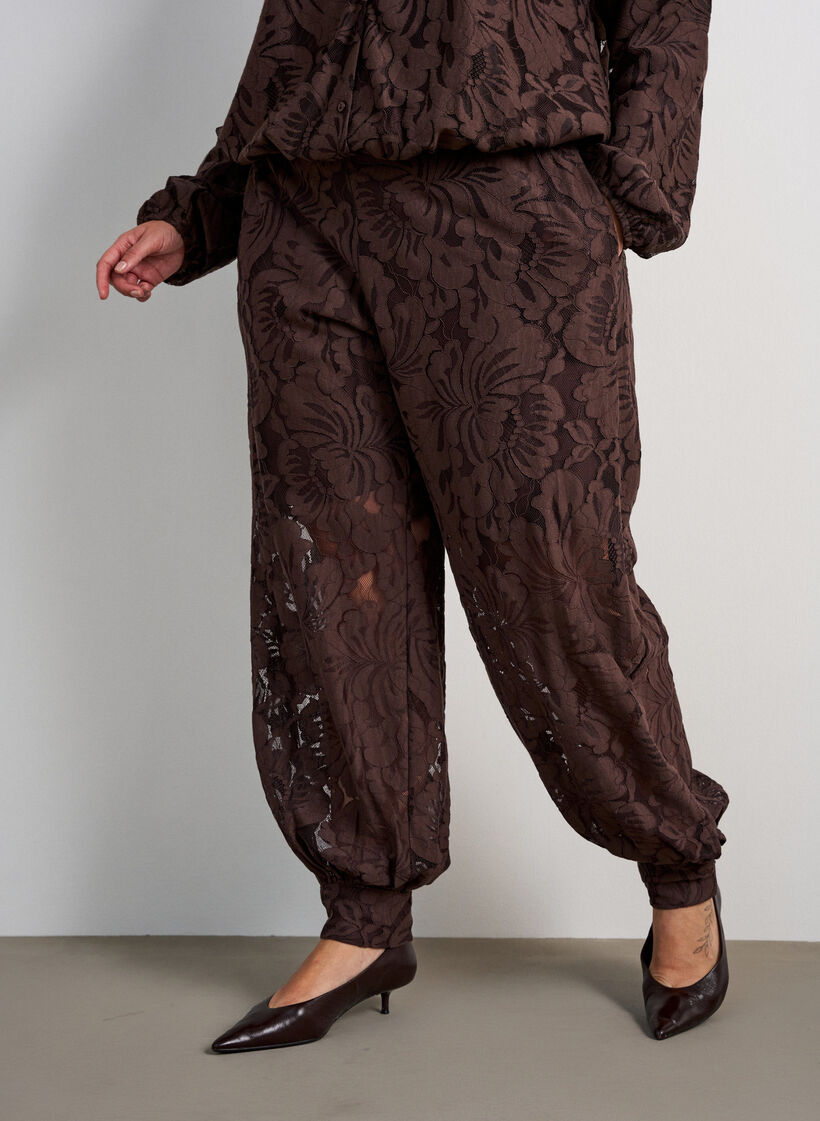 Ballongbukser i blonder med innerbukser, Brun, Model image number 2