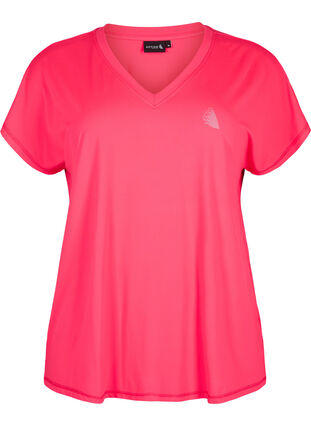 Løstsittende trenings-t-skjorte med v-hals, Neon Diva Pink, Packshot image number 0