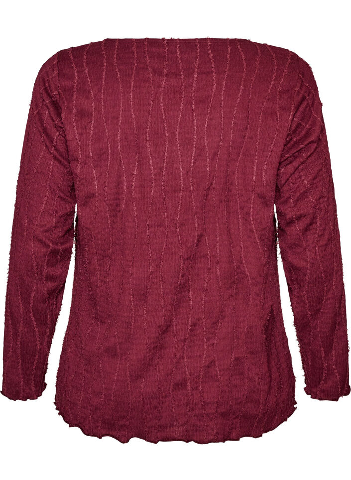Jerseybluse med en b&oslash;lget tekstur, R&oslash;d, Packshot image number 1