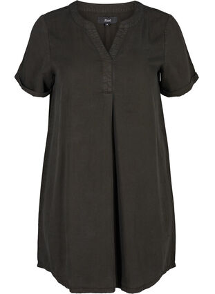 Kortermet kjole i lyocell, Black, Packshot image number 0
