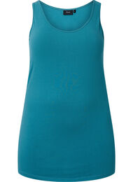 Ensfarget basic topp i bomull, Brittany Blue