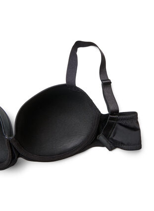 Zizzi Formpresset BH i mikrofiber med satengdetalj, Black, Packshot image number 3