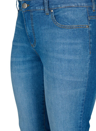 Emily jeans med vanlig liv og smal passform, Blue denim, Packshot image number 2