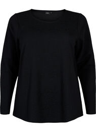 Langermet bluse med tekstur, Black