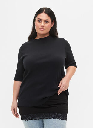 2-pakk topps utvidelser med blonder trim, Black/Black, Model image number 0