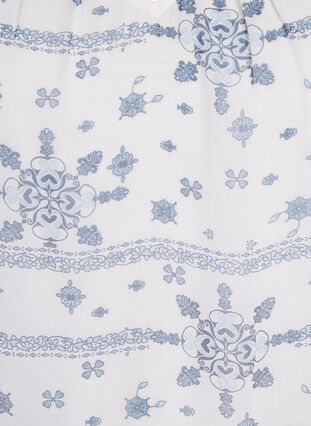 Zizzi Mønstret bluse med volanger og korte ermer, Hvit, Packshot image number 2