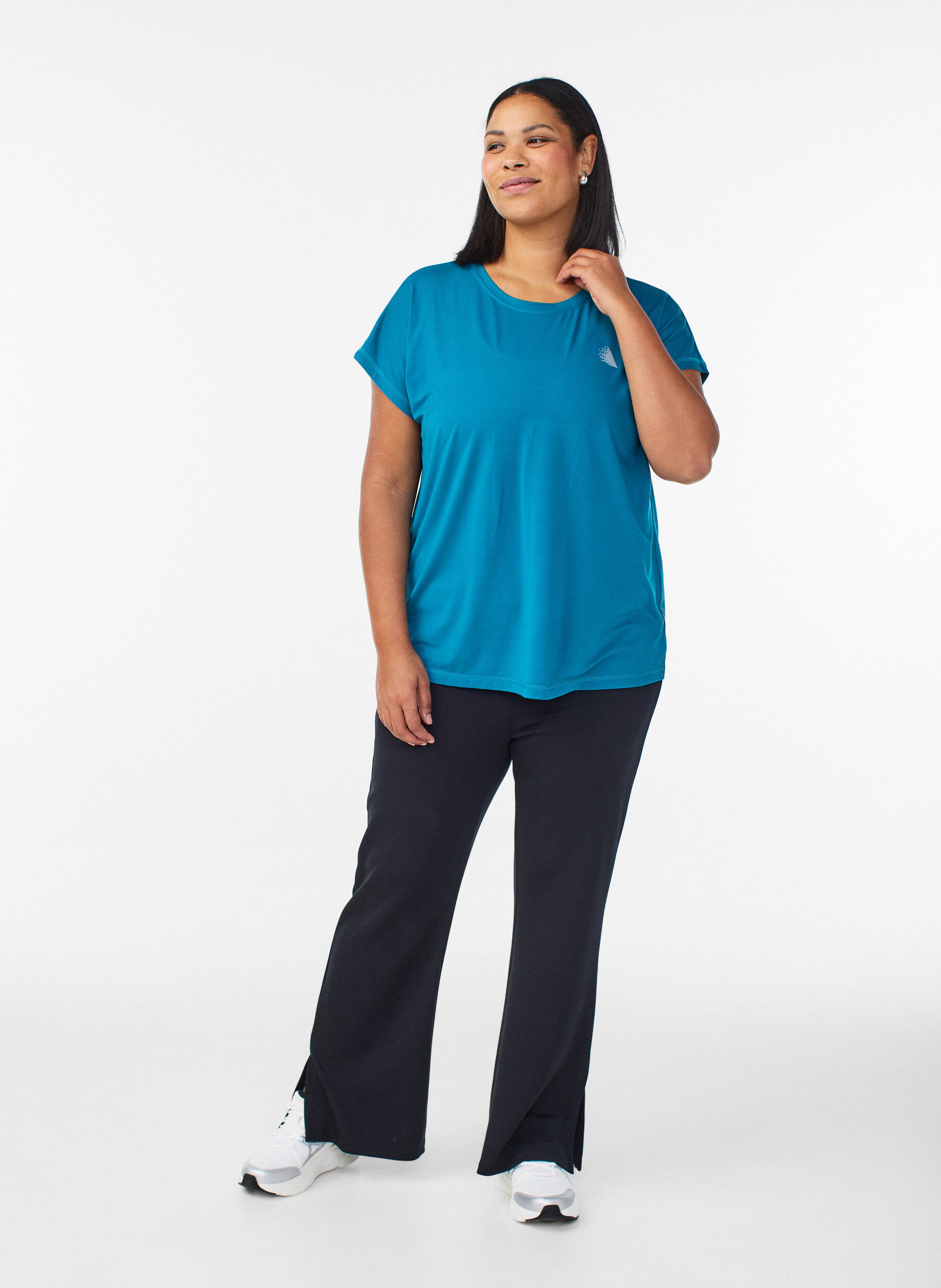 Zizzi Ensfarget trenings-T-skjorte, Gr&oslash;nn, Model image number 1