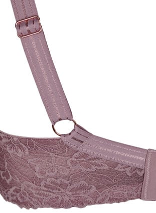 Zizzi Formet BH med blonder og glatte skåler, Rosa, Packshot image number 4