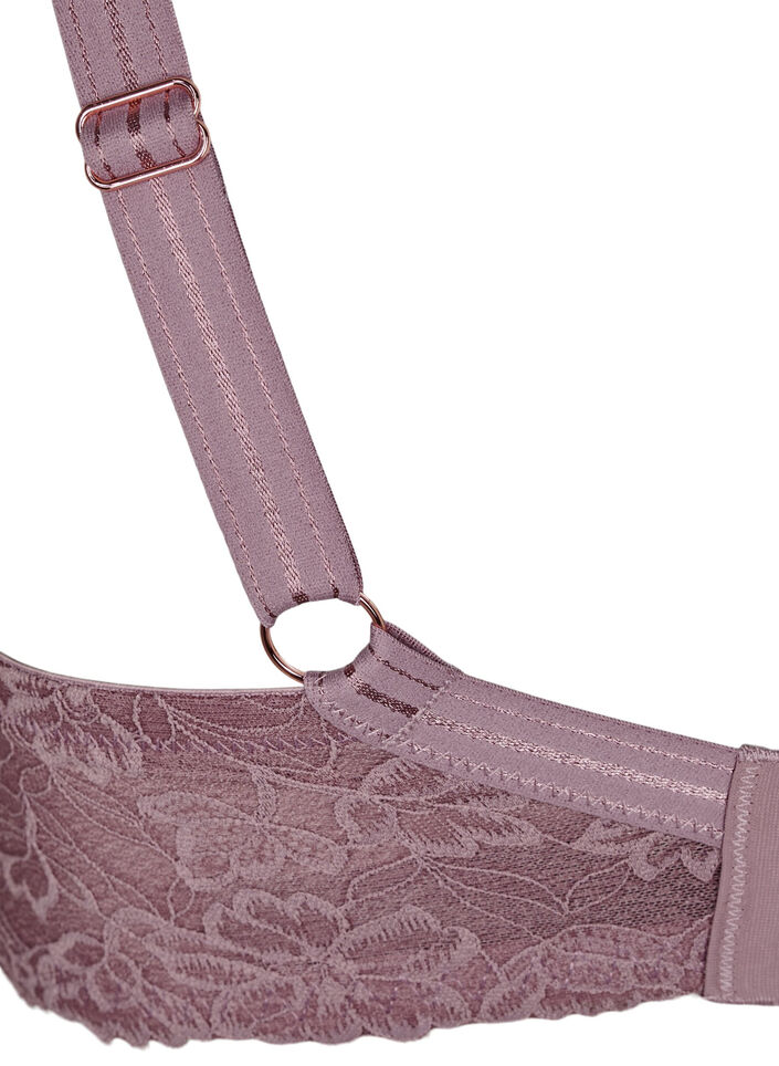 Formet BH med blonder og glatte skåler, Rosa, Packshot image number 4