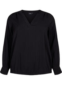 Viskosebluse med V-hals
