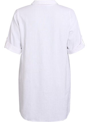 Zizzi Tunika i lin og viskose med A-form, Hvit, Packshot image number 1